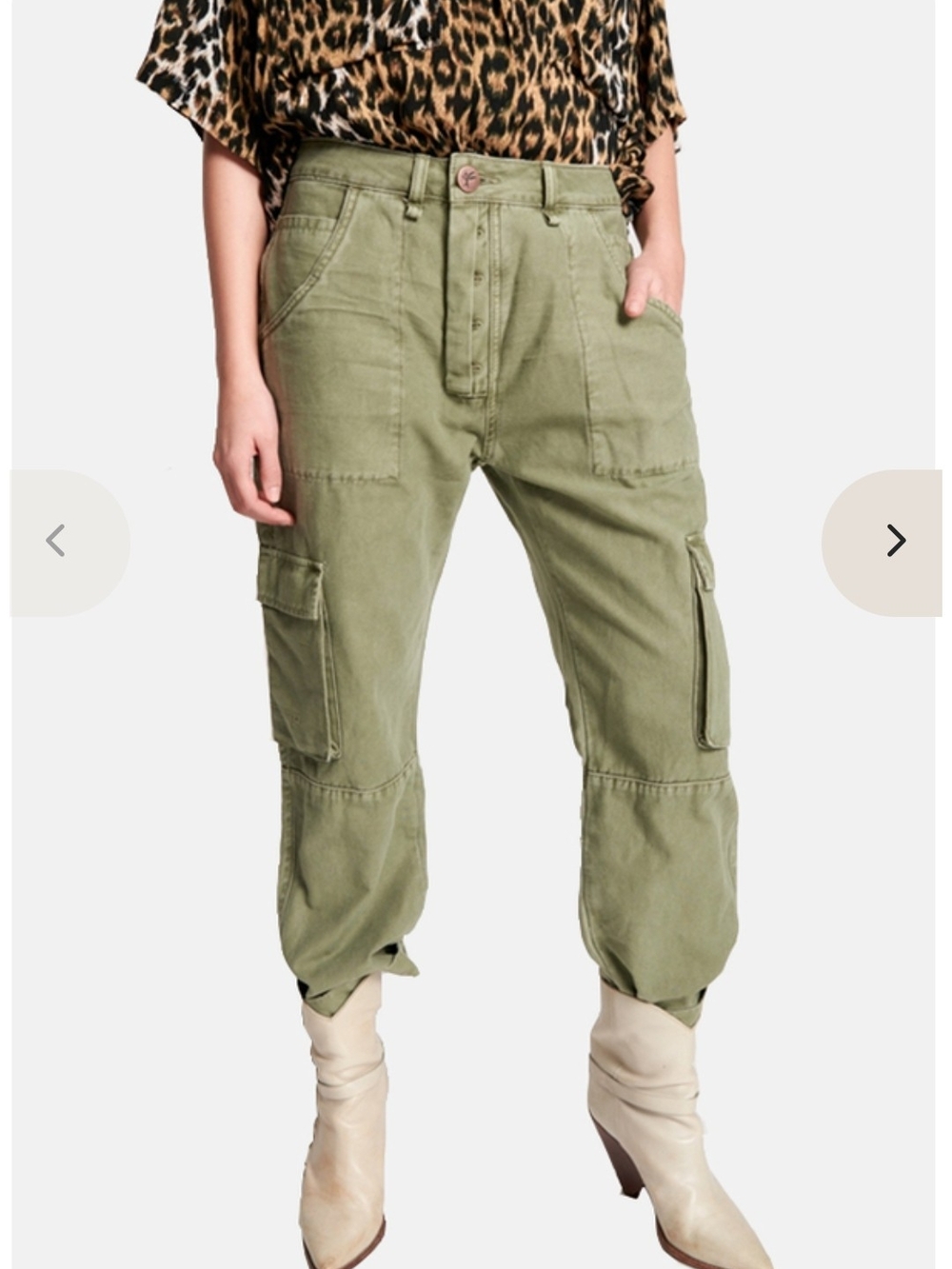 Free People One Teaspoon Olive Green High-Rise Utility Jeans